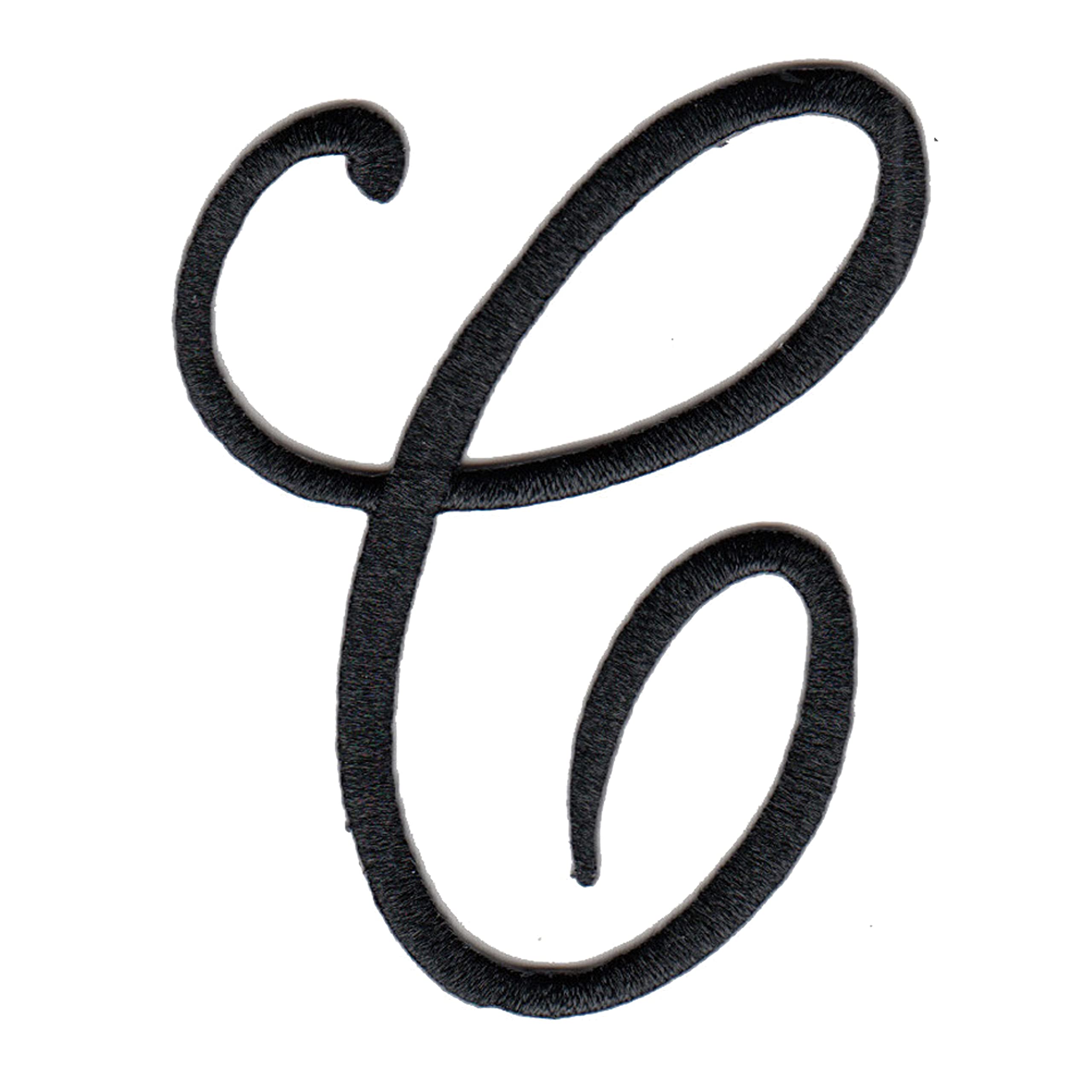 Hip Hop 50's ShopHip Hop 50's Shop 2.5" Black Script Embroidered Alphabet Custom Letter A - Z Iron-On Monogram Applique for Poodle Skirt Shirt DIY (C)