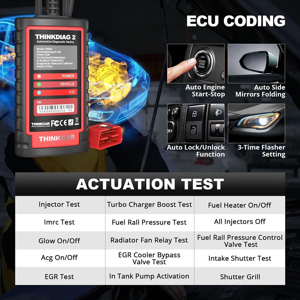 thinkcar obd2 Diagnosegerät,ThinkDiag 2 Bluetooth OBD2 Diagnose Scanner für Alle Fahrzeuge mit 15 Reset Funktionen für Alle System Diagnosen,Autodiagnose Unterstützung OBDII/EOBD/CAN-FD Protokoll…