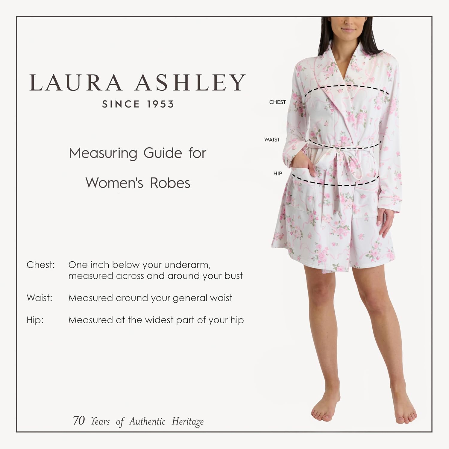 Laura Ashley Women's Robe- Buttery Soft Brushed Knit Knee Length Bathrobe with Pockets