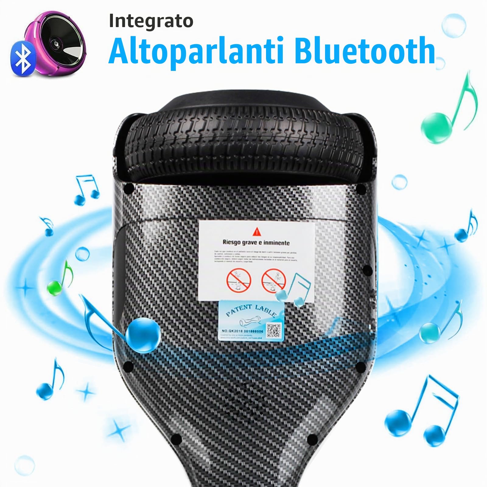 Hoverboard avec siège, Hoverboard à deux roues de 6,5 pouces avec haut-parleur Bluetooth et lumières colorées, scooter auto-équilibrant pour enfants (Go-Kart inclus)