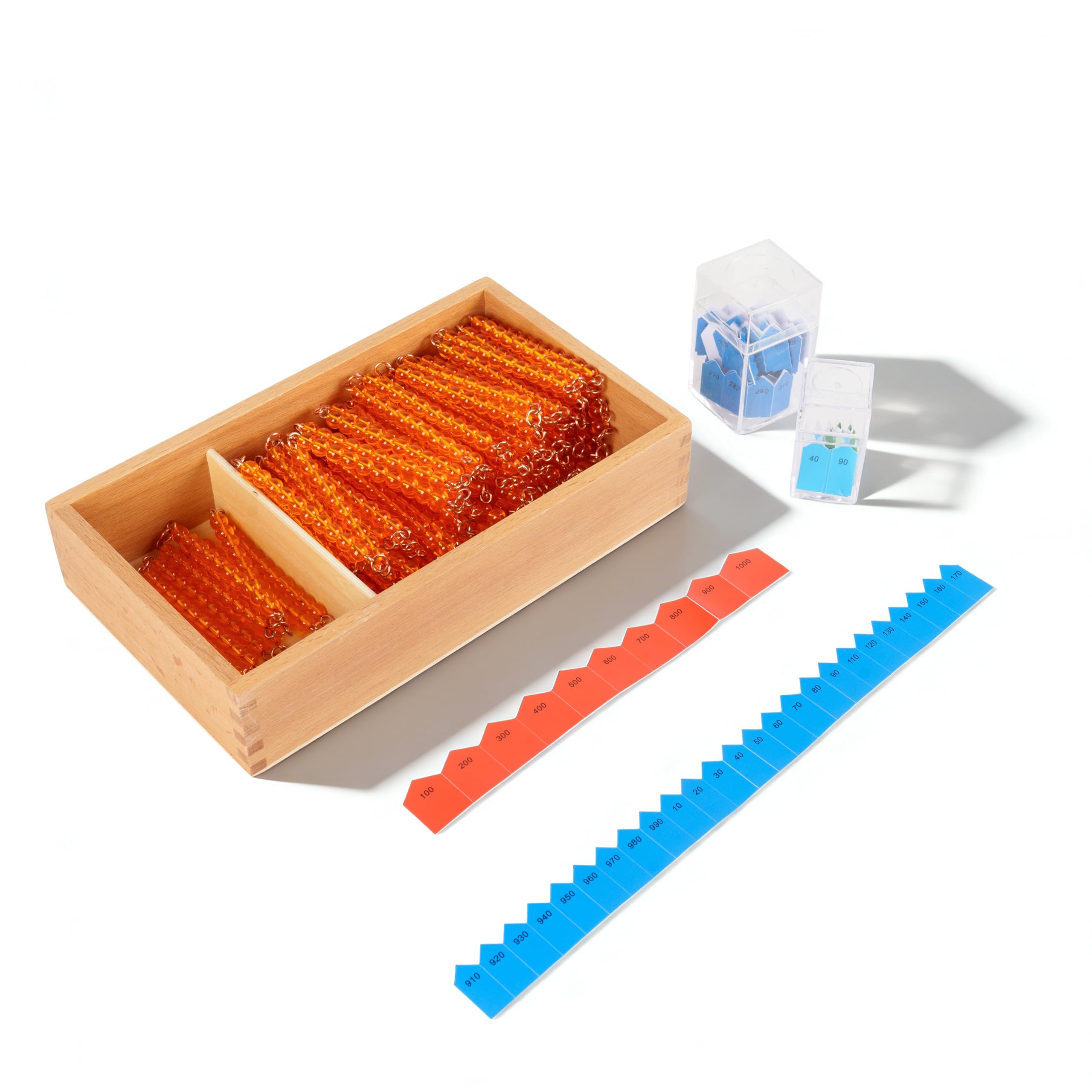 Montessori Matemáticas Materiales – Juguete educativo de madera para números y cálculo, preescolar y primaria, educación en casa y aula a partir de 3 años (Montessori 100/1000 collares de