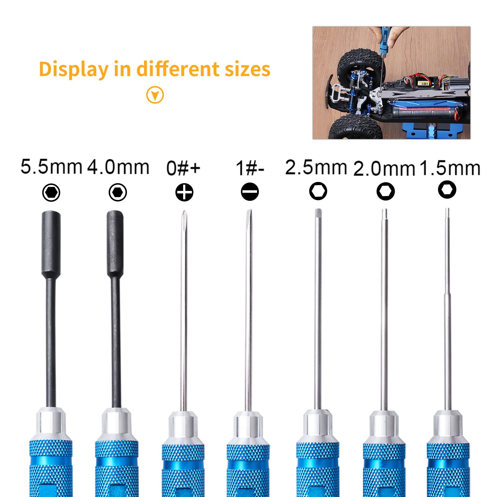 Kit di attrezzi RC e kit di viti (piatto, Phillips, esagono), pinze, chiave, strumenti di riparazione per quadcopter Drone Aereo Accessori Compatibile con Traxxas Arrma Axial Redcat Losi