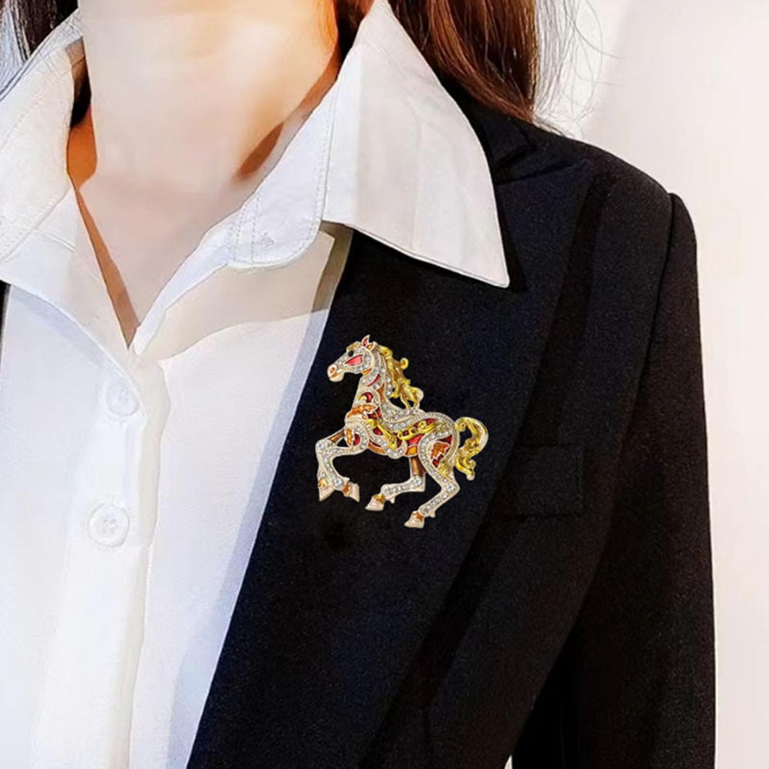 2026 New Year Of Horse Brooch, Sturdy Alloy Chinese Zodiacs Horse Brooch For Fashion Accessories Chinese Zodiac Animal Good Luck Pin Feng Shui Gifts Jewelry For Women Men image 3