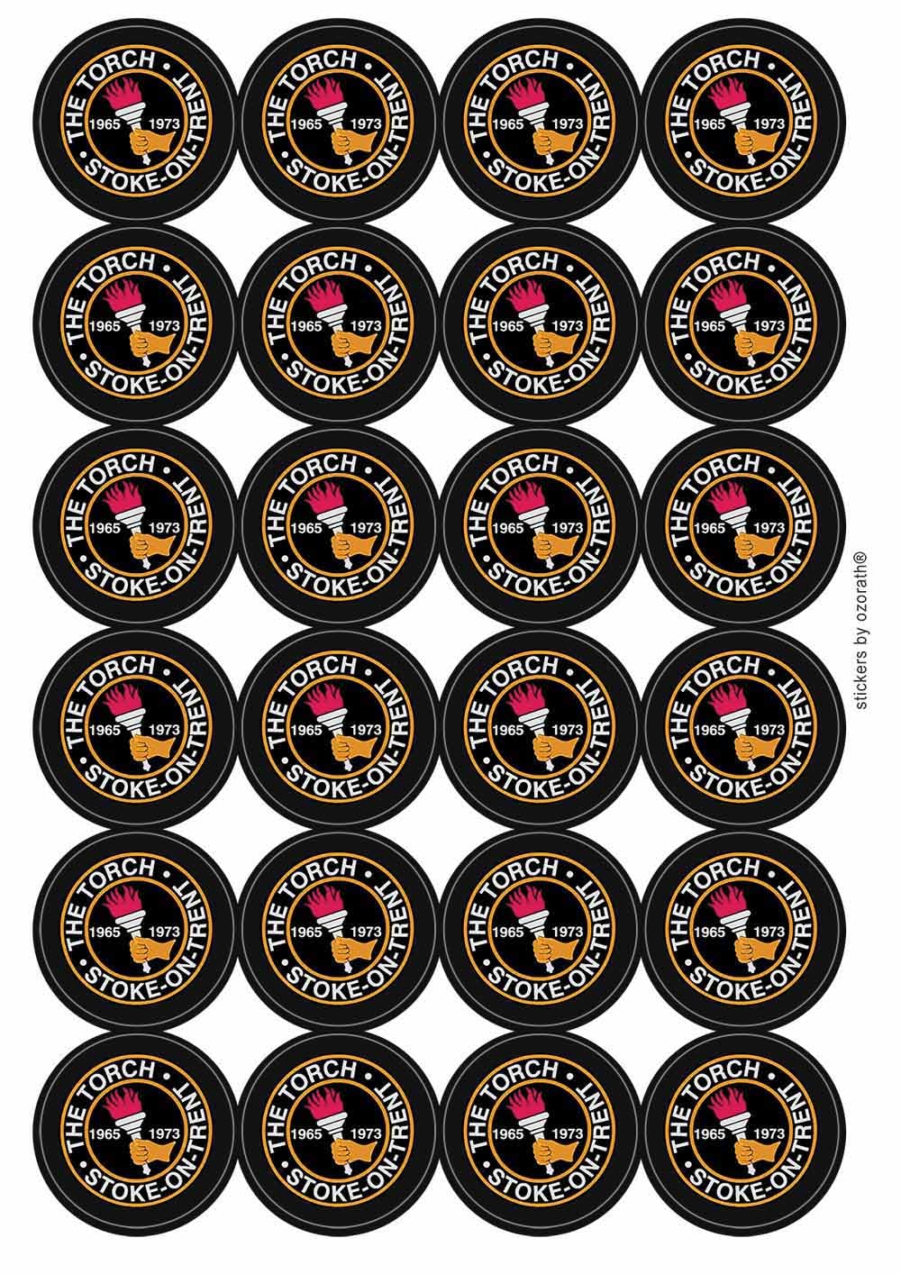 Northern Soul The Torch Stoke-on-Trent Circular Matt Paper Stickers A4 Sheet of 24 (Each Sticker is 45mm Diameter)