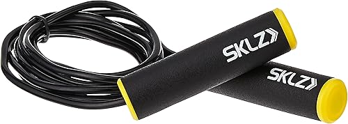 SKLZ Cuerda de saltar ajustable con agarres acolchados, negroamarillo