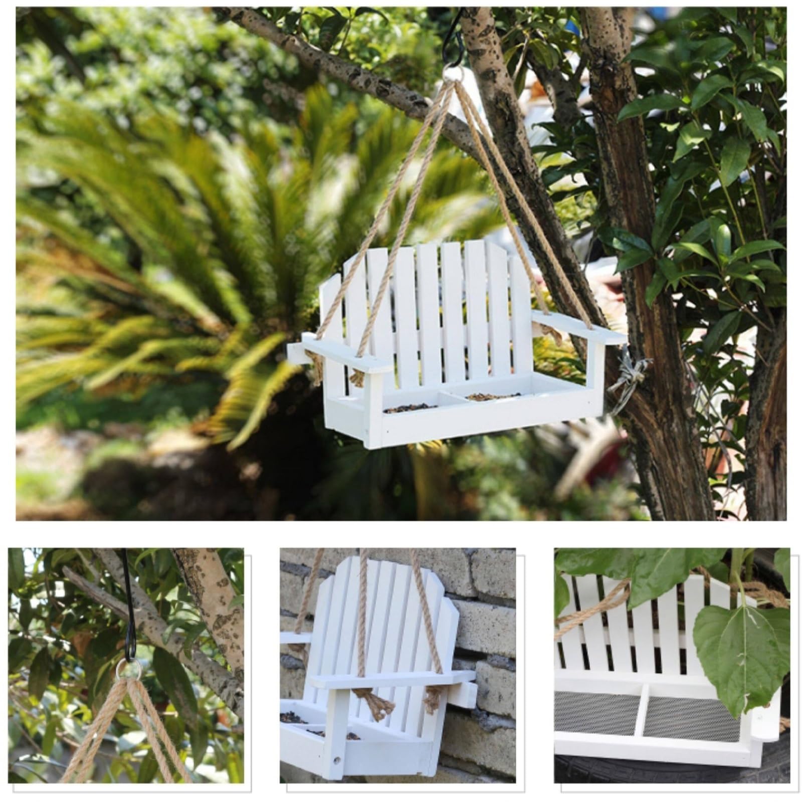 Bird Feeder, Comedero para Pájaros Salvajes Colgante Comedero Pájaros Exterior, Fácil de Llenar y Limpiar, Diseño Tipo Banco, Gran Capacidad, para Jardines y Patios
