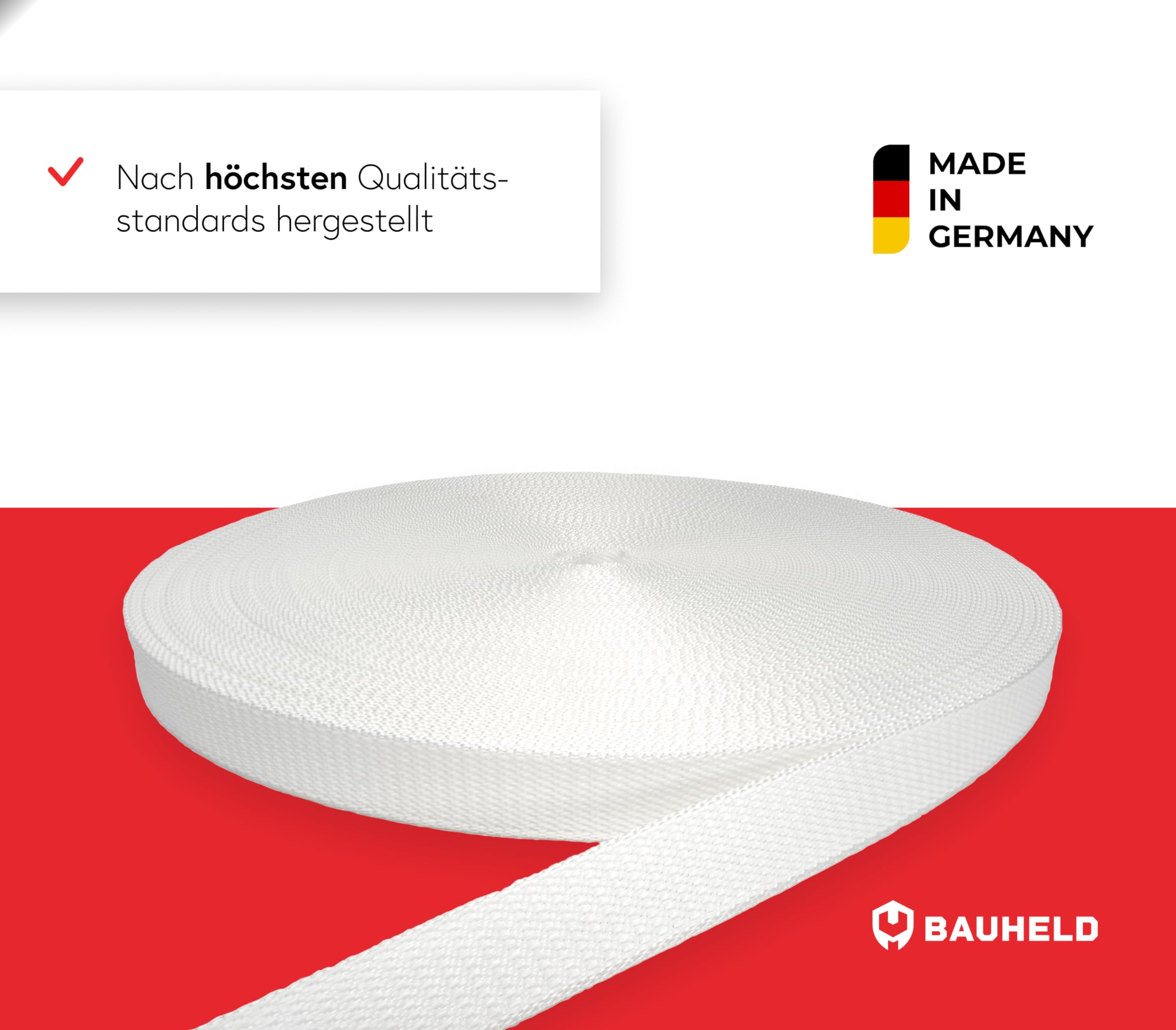 BAUHELD® Cinghia per tapparelle, 50 m, 14 mm, 18 mm, 20 mm, 23 mm, prodotta in Germania, adatta per tapparelle su porte e finestre, beige, marrone