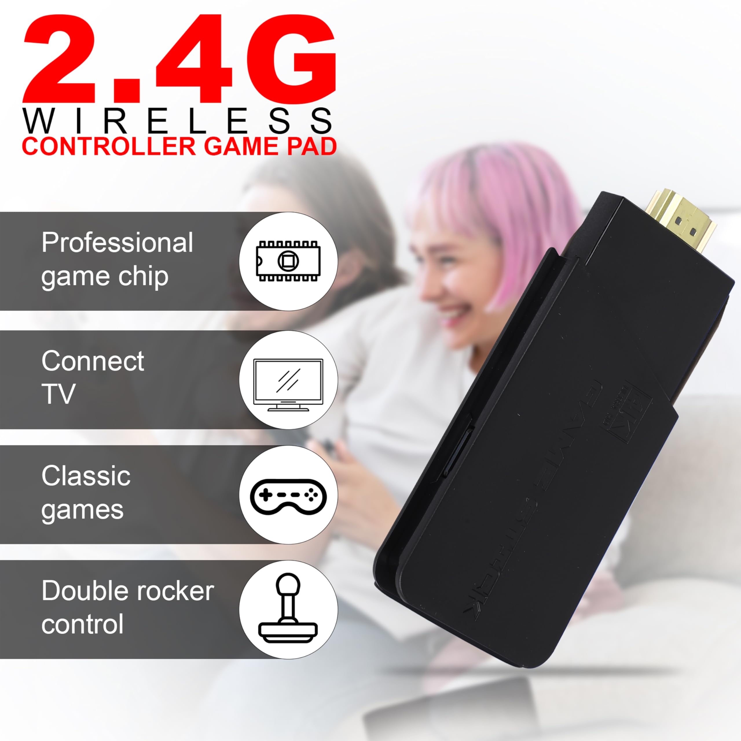 M9 Blast Box Edition 4K Ultra HD Game Stick with 2 Wireless Controllers, 64GB Storage, 24000+ Games, 10 Emulators, Black 4