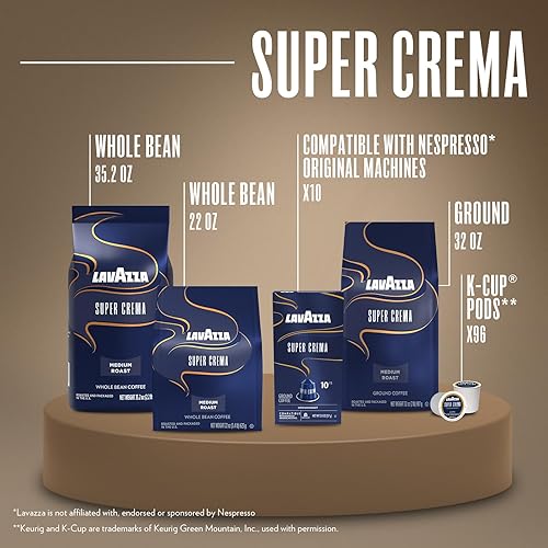 Miniatura 7 de Café de grano entero Lavazza Super Crema Espresso 22 libras por bolsa 2 paquetes