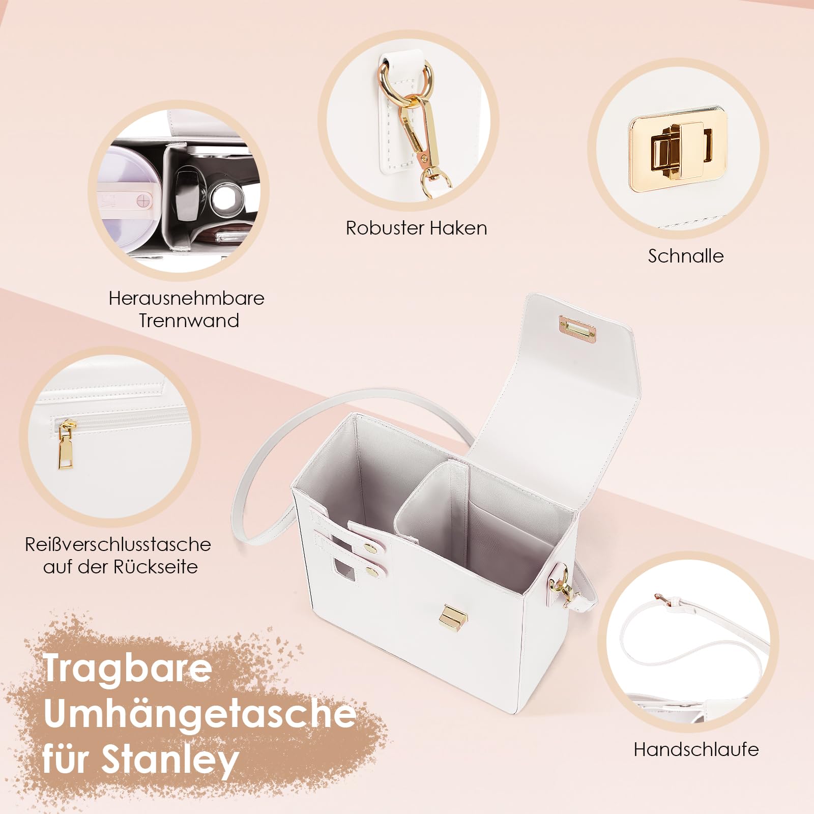 Stanley Sport Bolso de hombro portátil para botellas de agua, A05 blanco