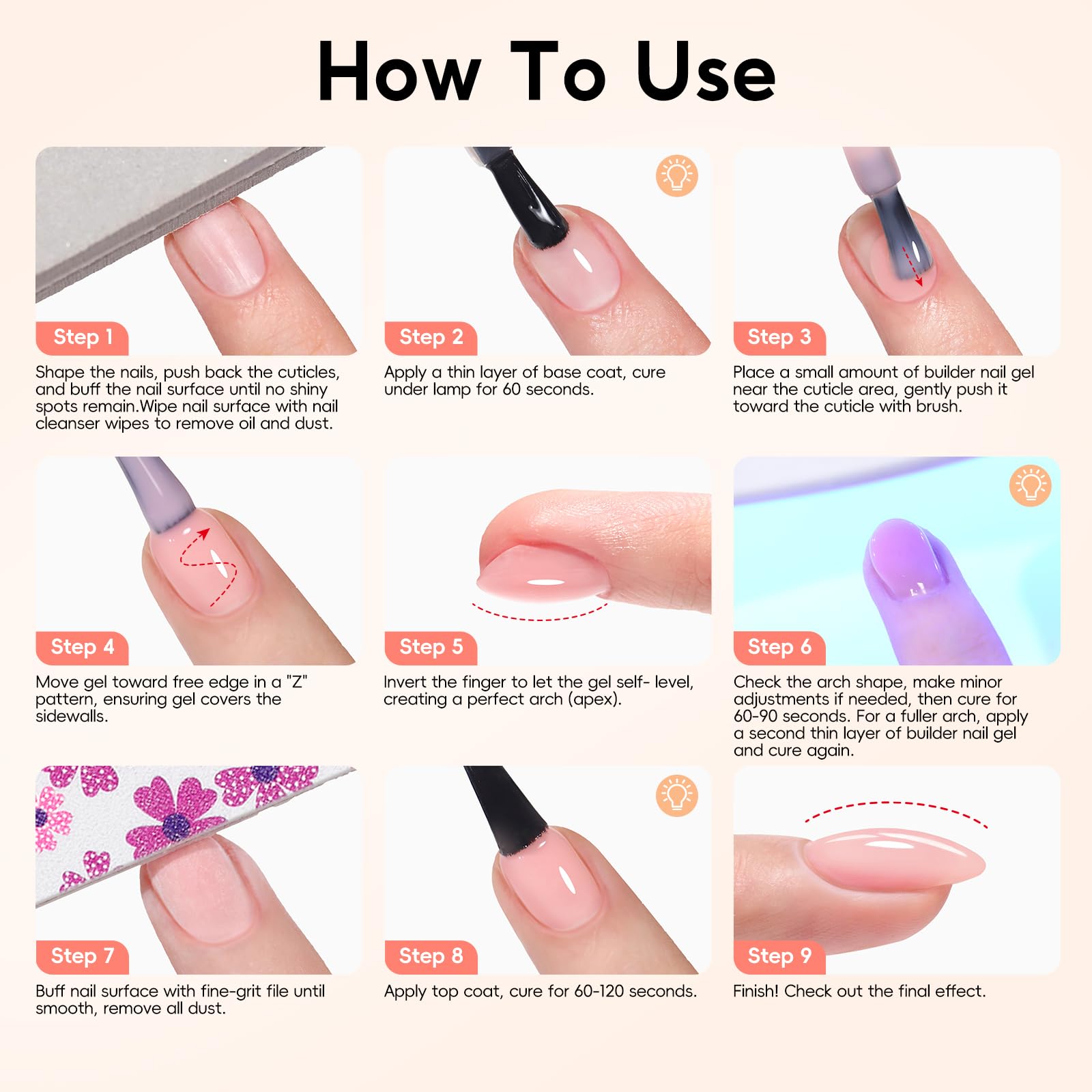 PEACECOLOR Builder Uñas Gel 10ML, Pintauñas Semipermanentes Blanco Lechoso Rosa Nude Gel Constructor para Extensión Reconstrucción Decoración de Uñas Principiantes y Profesionales — view 9