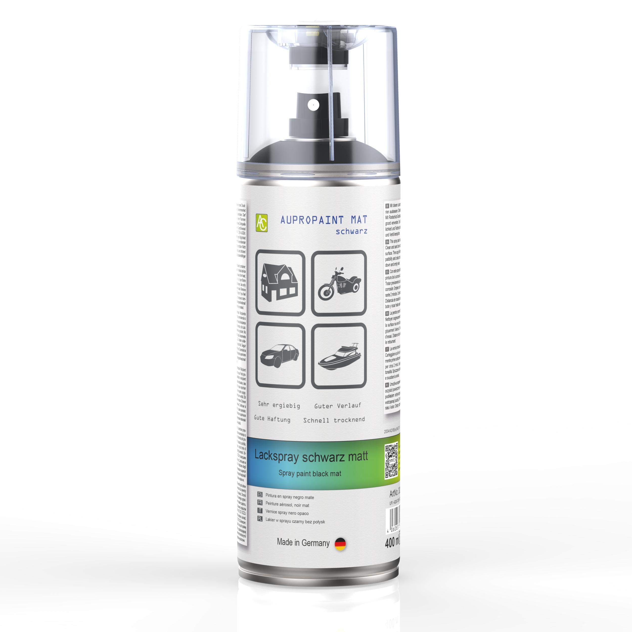 AUPROTEC Lackspray AUPROPAINT MAT schwarz matt Sprühlack Auto Lack Spray 3x 400ml + 1x Original Pistolengriff