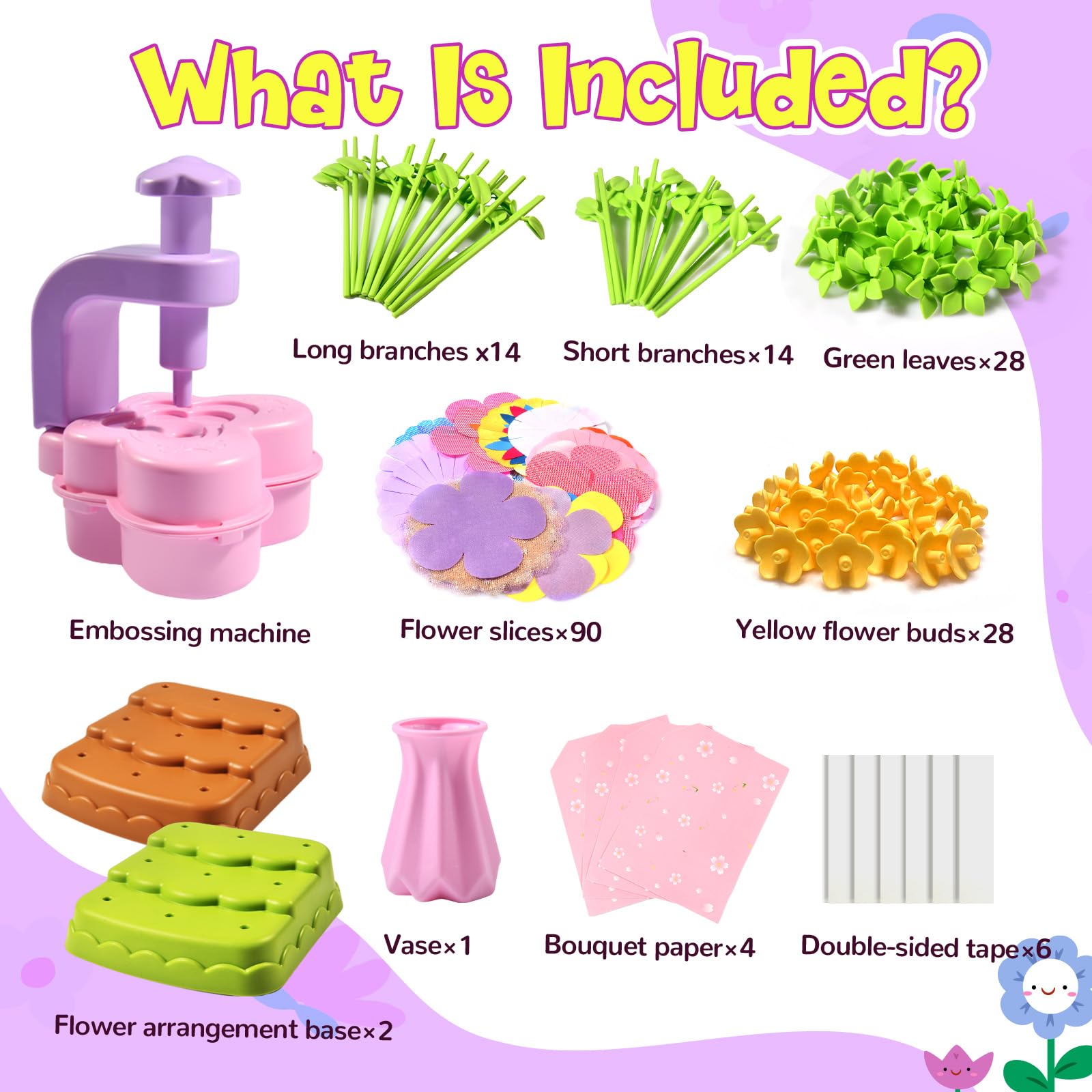GPPNKC Flower Bouquet Craft Kit DIY Arts and Crafts Toddler Toys Flowers Market Toy Educational Fun DIY Activity Set Birthday Gift for 4 5 6 7 8+ Year Old Girls and Boys