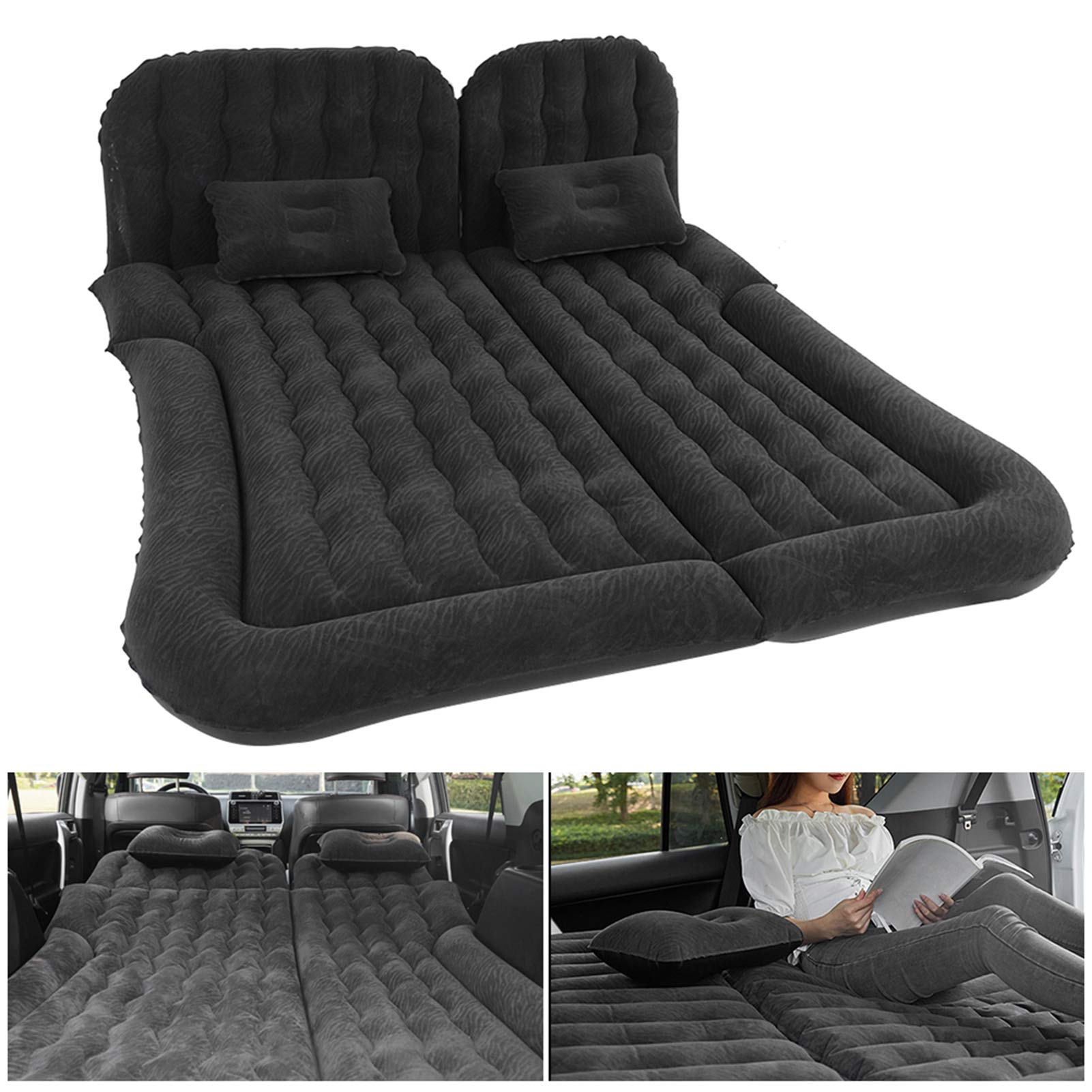Matelas Gonflable Voiture Multifonction – Lit Camping Avec Pompe 12V, Coussin & Tabourets, Noir, Pour SUV & Voyages