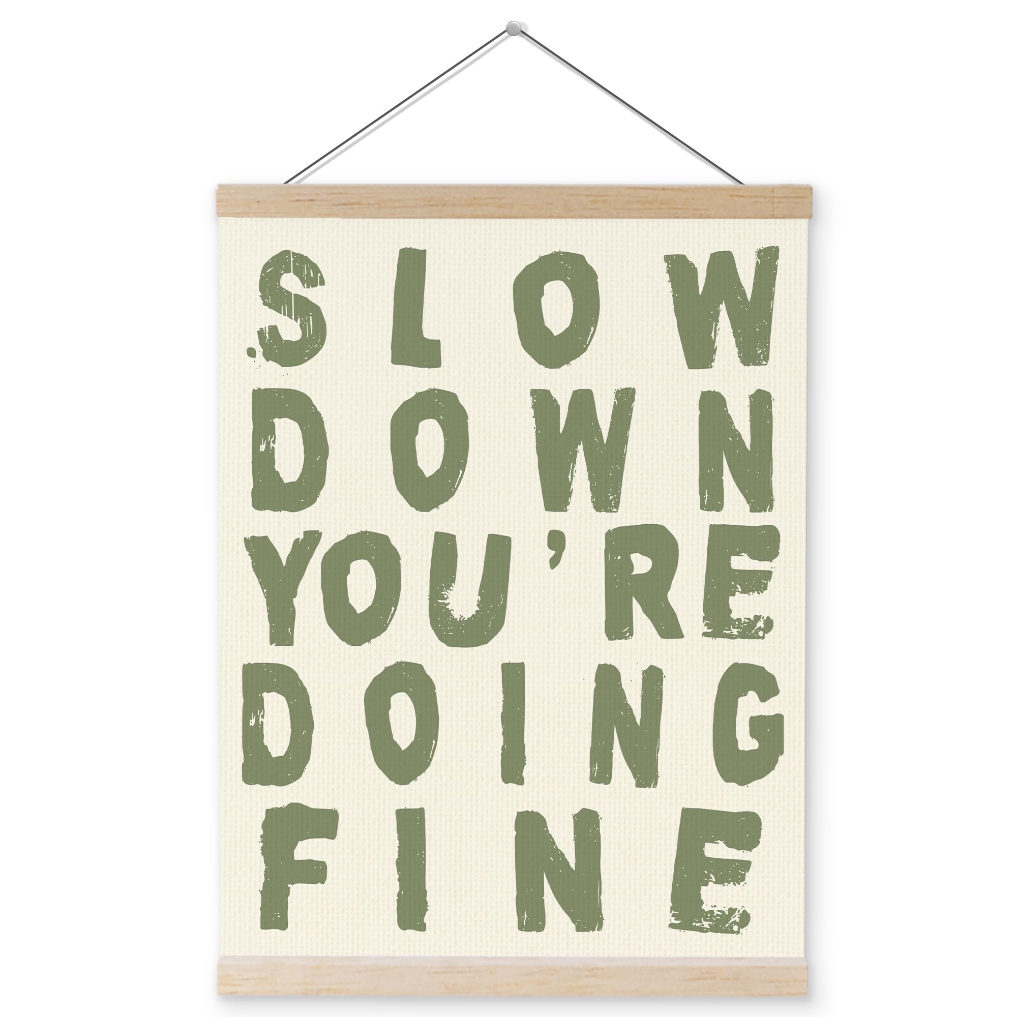 YQDEJ Inspirational Wall Decor Slow Down Youre Doing Fine Retro Green Wall Art Poster Hanger Frame Motivational Positive