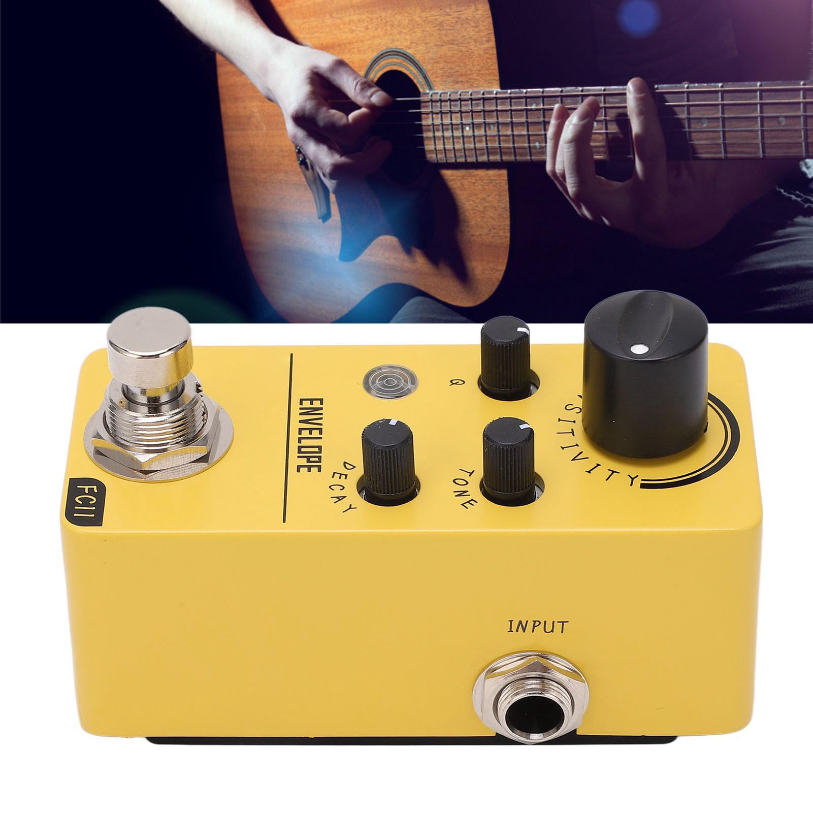Pedale Effetto per Chitarra Elettrica Design Giallo Compatto per un Suono Professionale Durante Lezioni di Musica e Feste