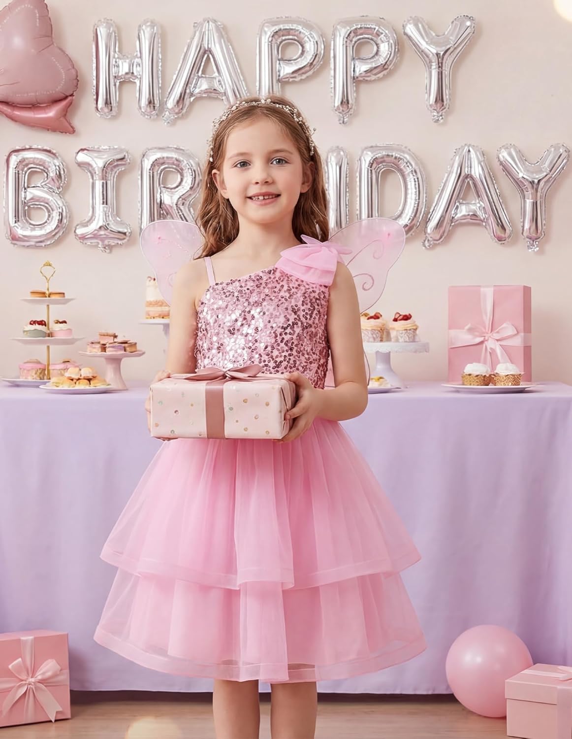 GRACE KARIN Girls Party Sequin Formal Dress 7-14Y Birthday Dance Graduation Sparkly Pageant Dresses Wedding Flower Girl Dress - Image 5