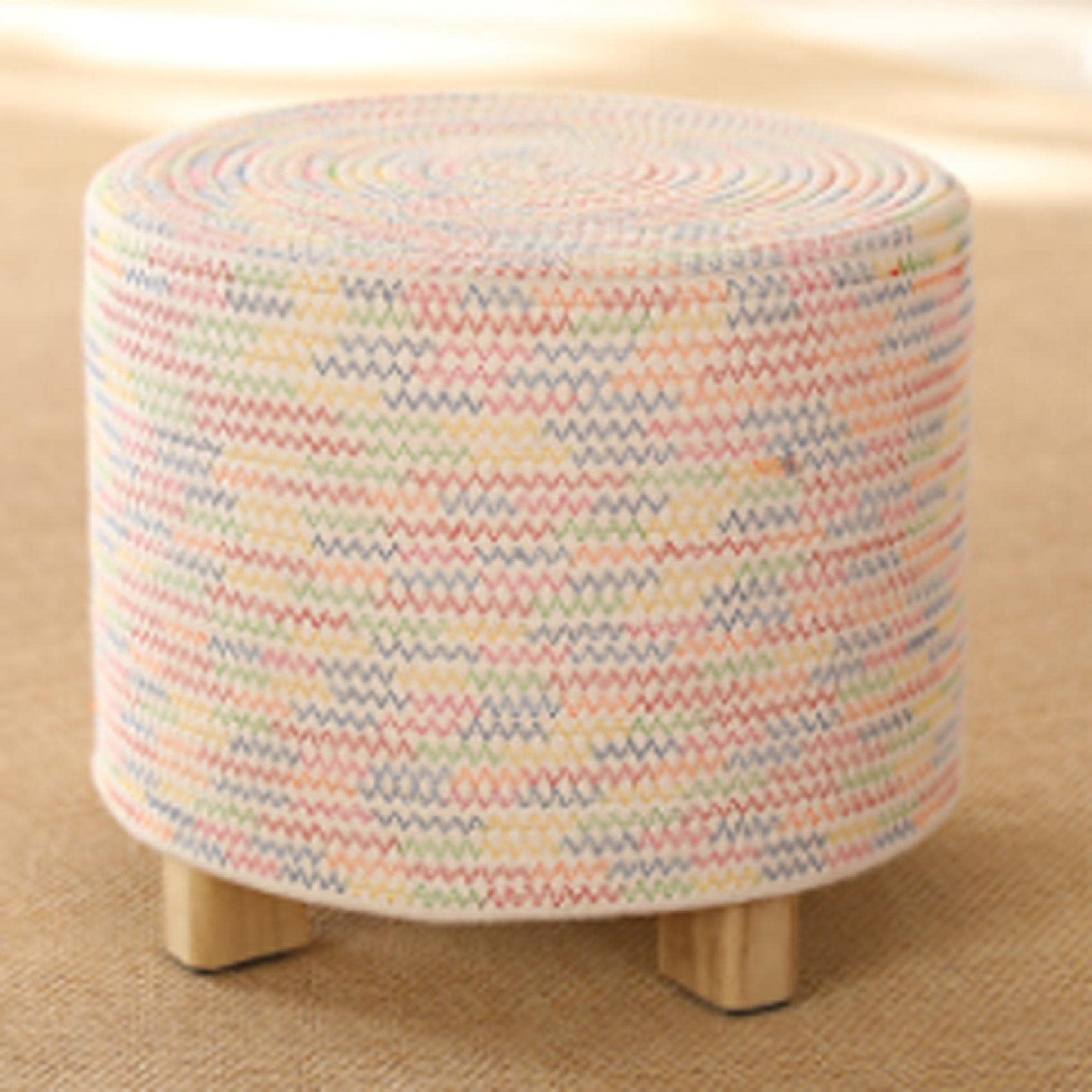 LMMIAOZ Cotton Thread Round Foot Stool for Bedroom and Living Room Candy Color 40x31cm