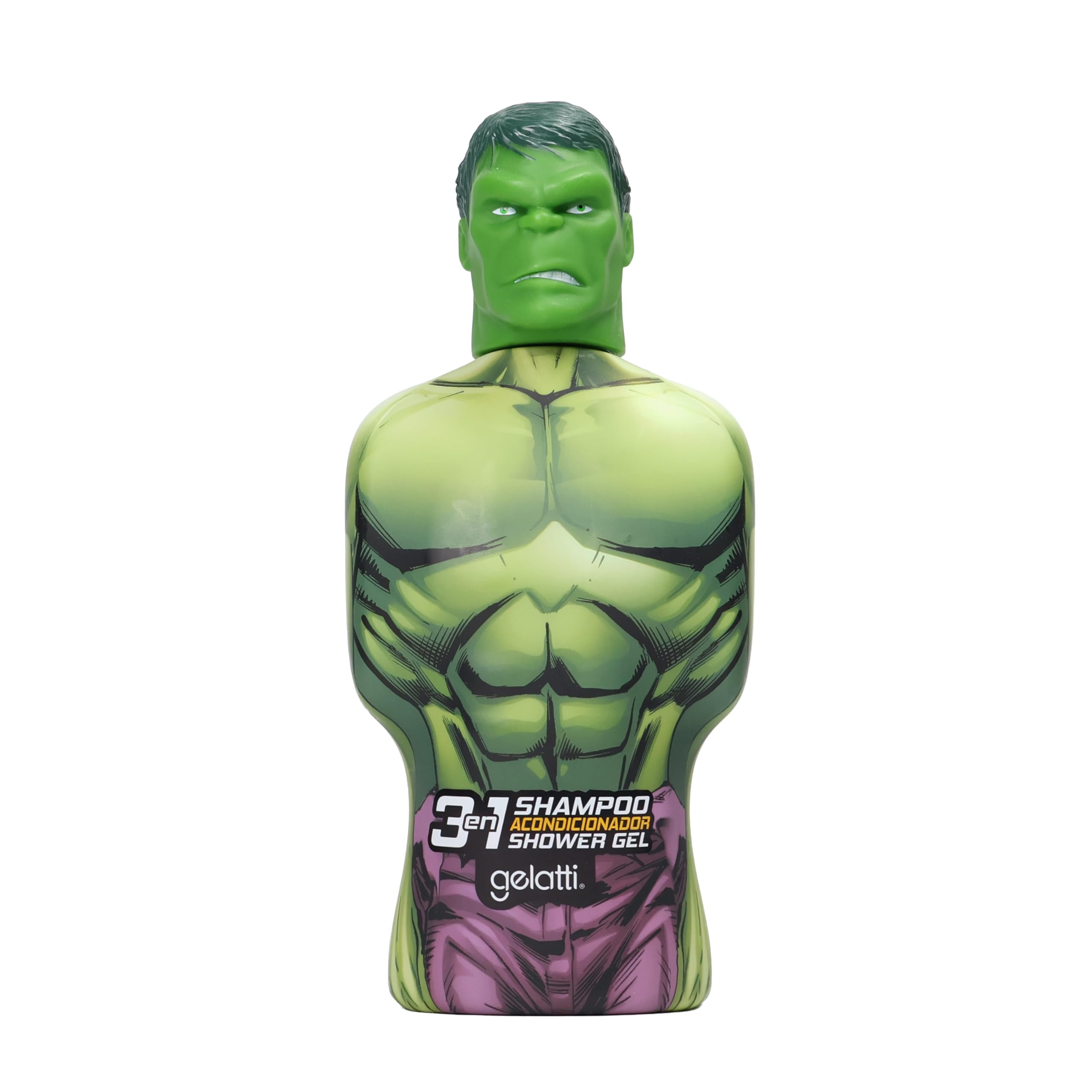 Marvel 3 in 1 Shampoo Balsamo Doccia Gel, Bottiglie a Forma di Supereroe (Hulk)