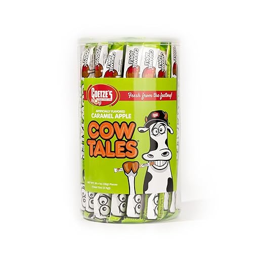 Goetze's Candy Caramel Apple Cow Tales - 2.25 Pound Canister (36 Ounces) - Fresh from the Factory