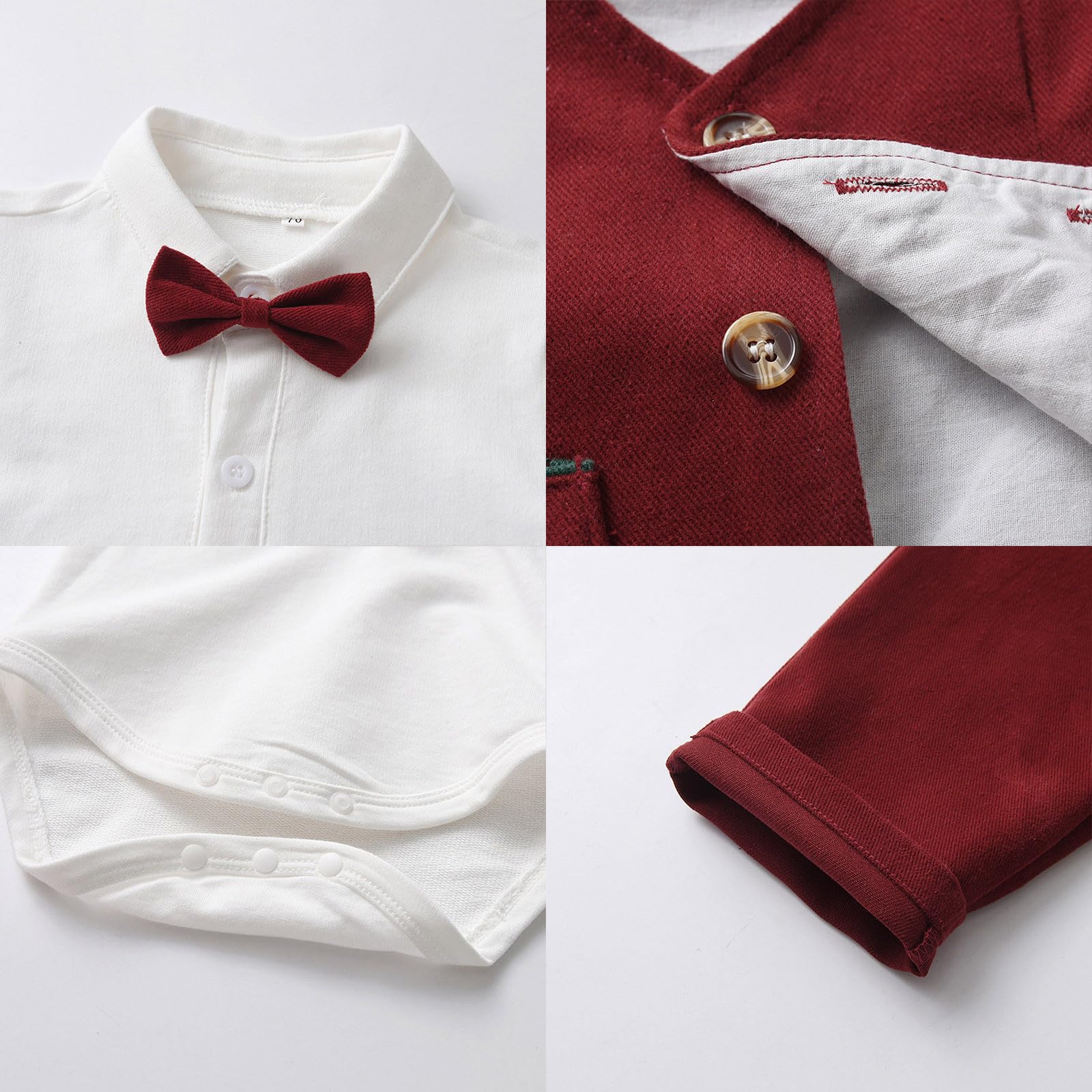 Generico Abiti Bambini, Camicia A Maniche Lunghe Da Bambino Per Neonato, Pagliaccetto, Tuta, Pantaloni, Cappotto Con Cravatta, 4 Pezzi, Da Gentiluomo Per, Asciugatura Rapida