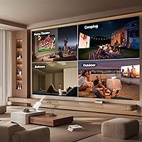 Vista 3 de Mini Proyector con WiFi y Bluetooth, Soporte 4k, Proyector Portátil para Exteriores, Proyector Inteligente con Android, Aplicación Integrada