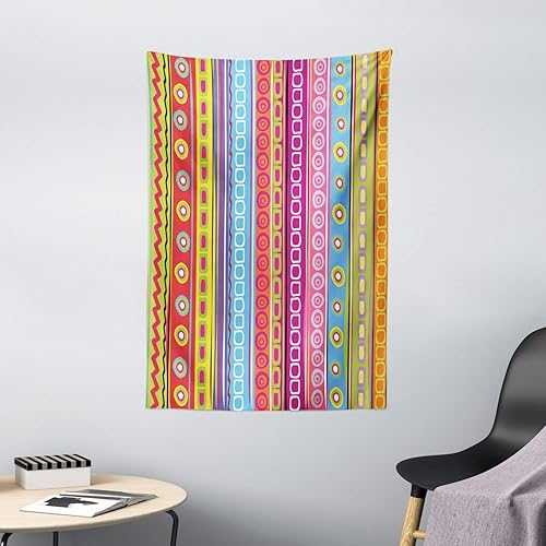 Ambesonne - Tapiz de rayas, diseño de círculos de rayas retro de colores estilo boho de los años 90, impresión artística del arco iris, colgante de disponible en Yaxa Colombia