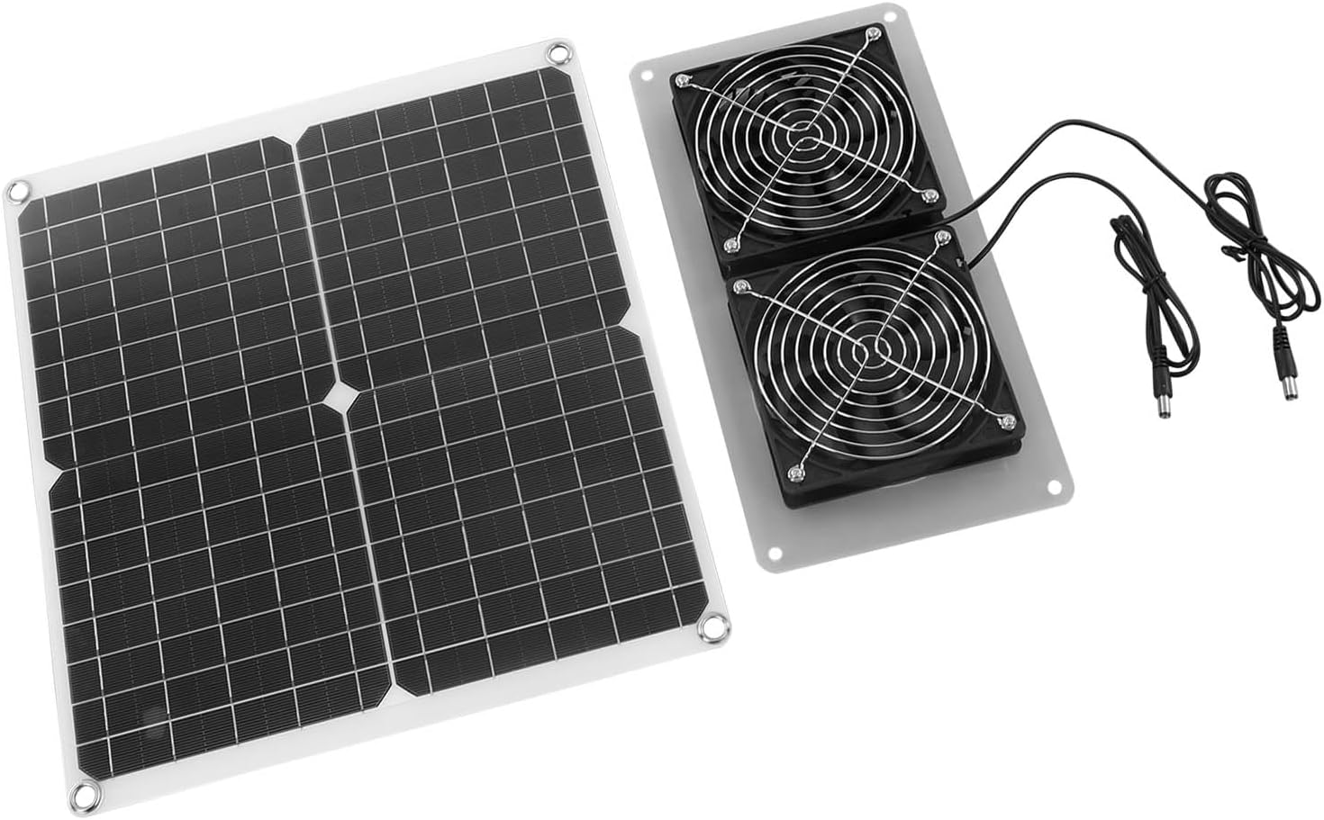 Fafeicy 18V 25W Solar Panel Fan Kit, Monocrystalline Dual USB Type C DC Output with 3500 RPM Fast Speed, for Greenhouse Dog Homes RV Sheds Attics