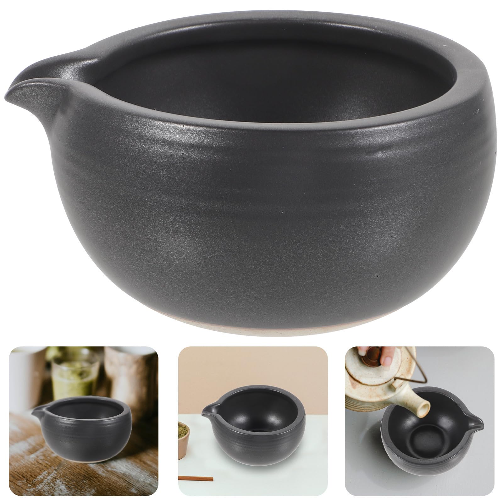 Didiseaon Traditionelle Japanische Matcha Schale aus Keramik mit Ausguss 525ml Fassungsvermögen Glatte Oberfläche und Filigranes Design für Teezeremonie und Teehaus
