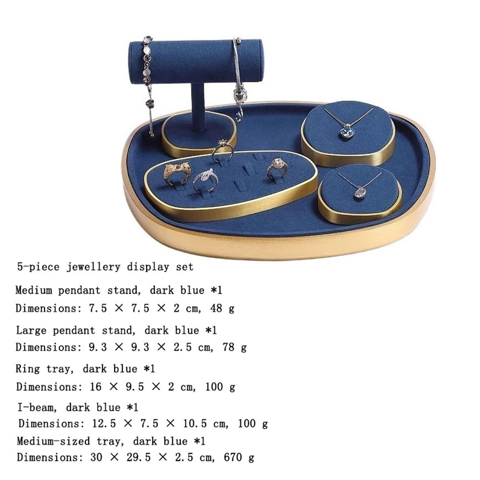 Uchwyt na biżuterię 5-Piece Jewelry Tray Set with Soft Microfiber Lining