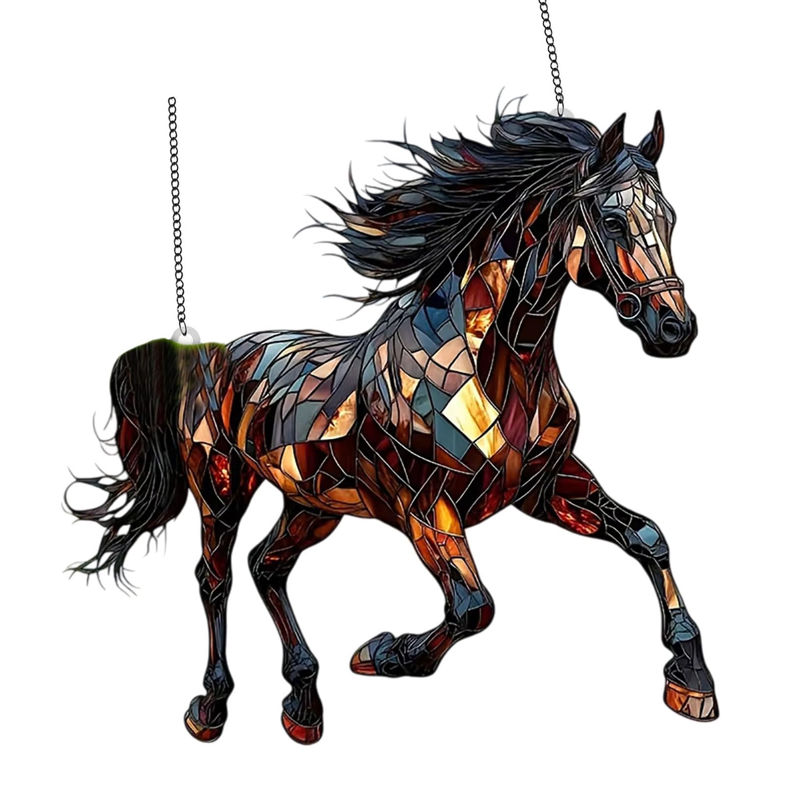 Buxuaaaa Stained Glass Window Hanging Running Horse Suncatchers Ready to Hangs Window Doors Home Decorations Birthday Gifts Running Horse Sun Catchers