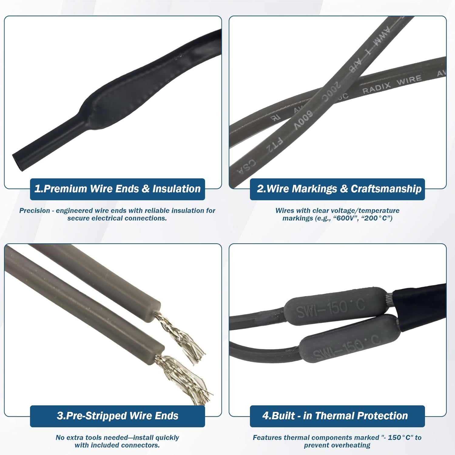 SH502 Refrigerator Drain Heater Wire Kit Fit for Samsung Supco for Automatic Defrosting&Evaporator De-Ice- 7/16'' Heater Tip 32'' Long 120V 15W with 20 Zip Ties 1 Insulating Tape 10 Wire Connectors