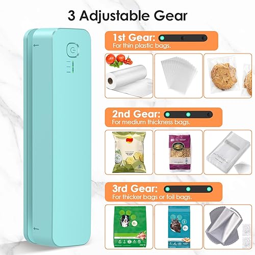 Miniatura 4 de FEPPO Sellador de bolsas, mini sellador de bolsas recargable de 3000 mAh con tira de calefacción de 6.2 pulgadas, sellado térmico portátil de 3