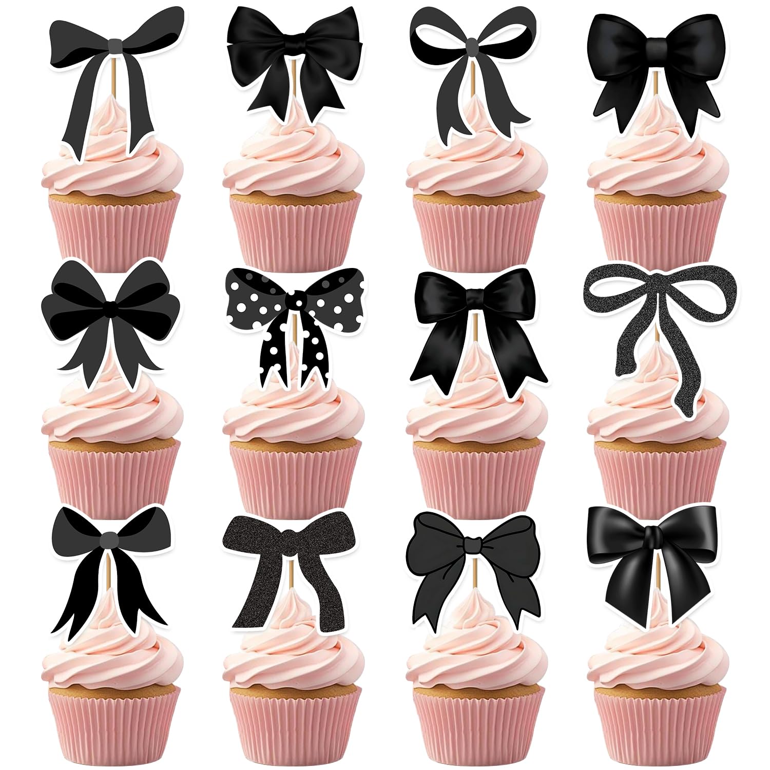 Decoración de Pastel de Lazo Negro que Soluciona la Mesa de Postres de Bodas 8