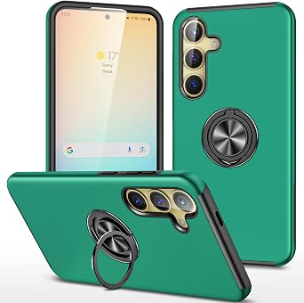 Dionsibei Galaxy S25 Case for Samsung Galaxy S25 Case Military Grade Shockproof Built-in Ring Holder Kickstand Car Mount Armor Heavy Duty Protective Case for Galaxy S25 Phone Case Dark Green