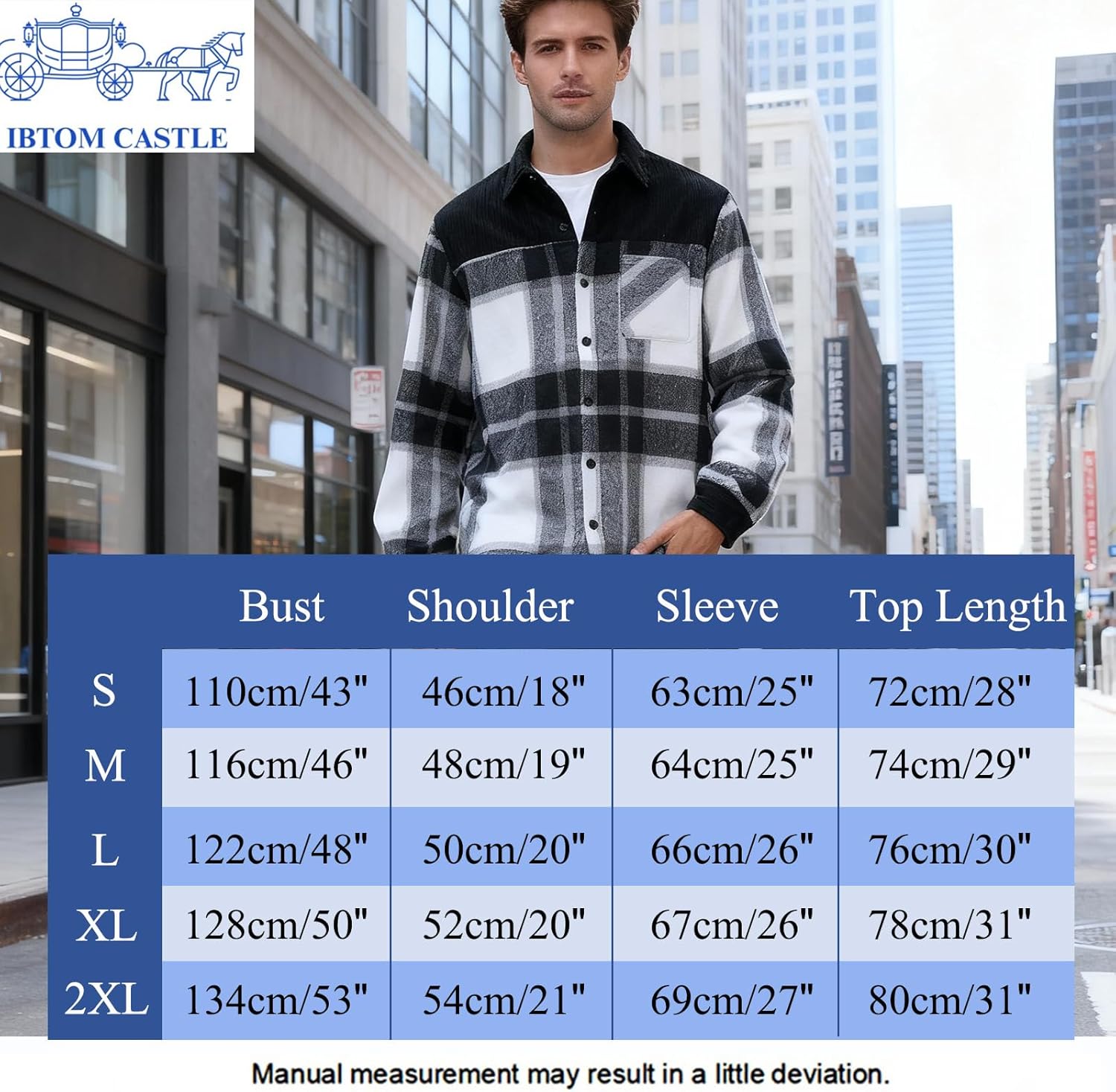 IBTOM CASTLE Men's Flannel Shirts Casual Button Down Plaid Shirt Jacket Long Sleeve Shacket with Pockets - Image 6