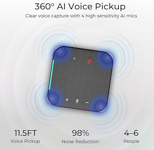 Miniatura 2 de Altavoz y micrófono de conferencia, USB C y altavoz Bluetooth para computadora, Altavoces portátiles con micrófono, Recogida de voz de 360°,