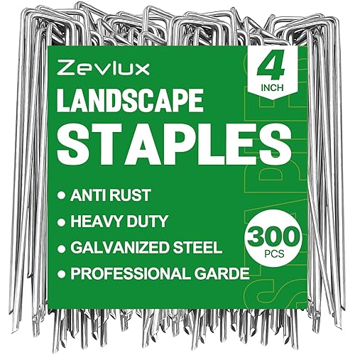 300 unidades de grapas de paisaje de 4 pulgadas, 300 paquetes de estacas de jardín de calibre 12, grapas de jardín galvanizadas resistentes para