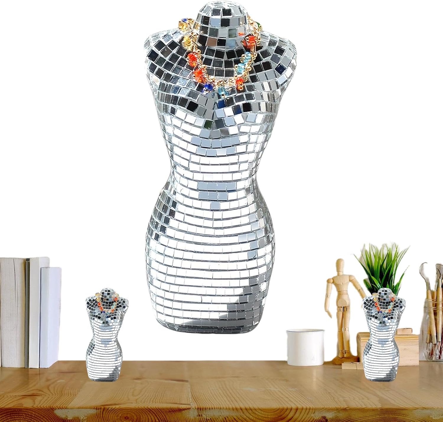 Female Model Sculpture Disco Ball Disco Body Statue Model Disco Decoration Mirror Glass Home Decorations Desktop Ornaments