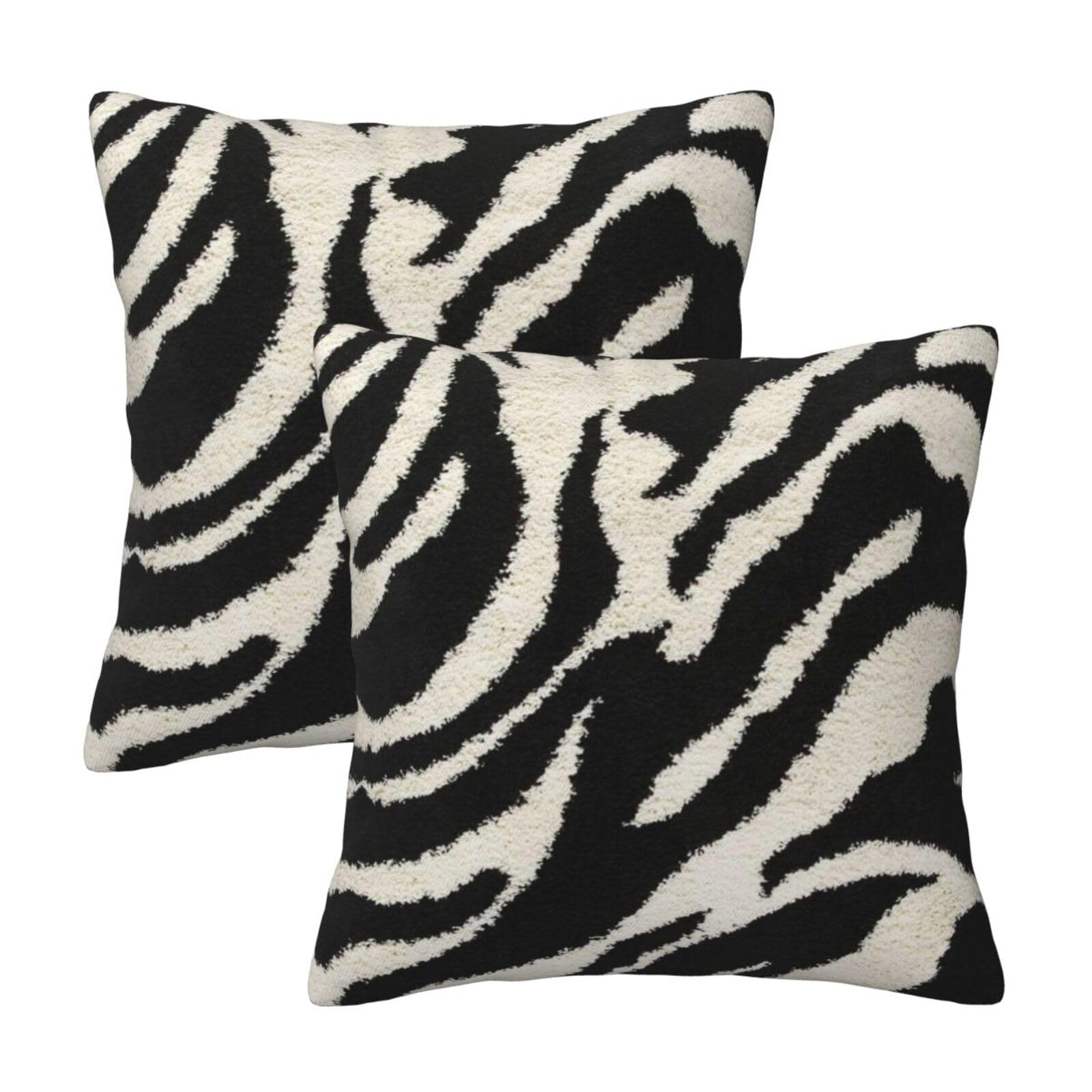 Zebra Animal Printed Throw Pillow Case 45x45 Cm Set Of 2, Modern Square Pillowcases Cushion Covers For Home Decor Sofa Bedroom Couch