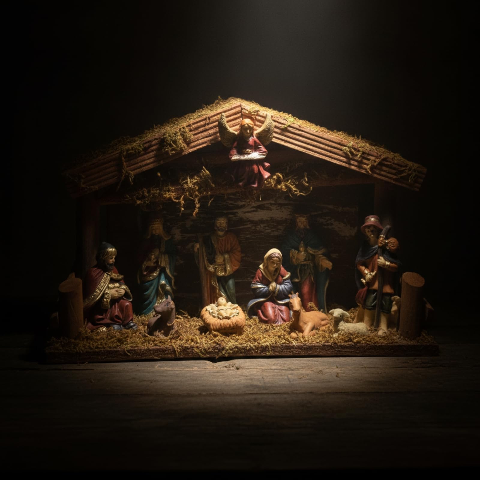 Crèche Noël Lumineuse Crèche Noël Complète Style Européen Figurines la Nativité pour Collectionneurs, Salon