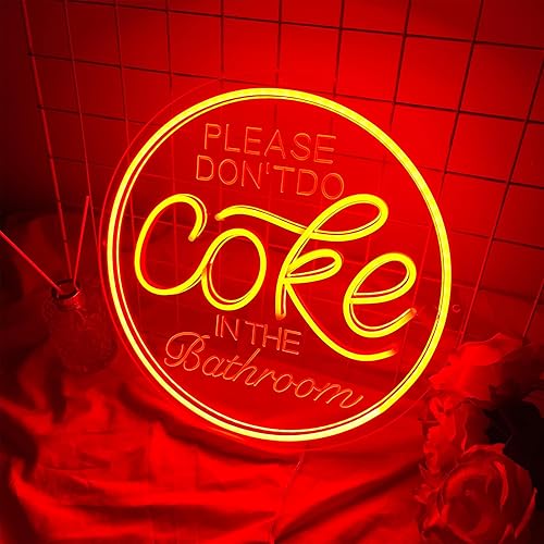 Miniatura 3 de Letrero de neón con texto en inglés Please Dont Do Coke In The Bath para decoración de baño, diseño tallado en 3D, letrero LED de neón para