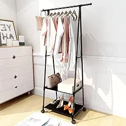 Arara Organizadora Cabideiro de Roupas Sapateira Prateleira para Roupas Camisa Calça com Rodas