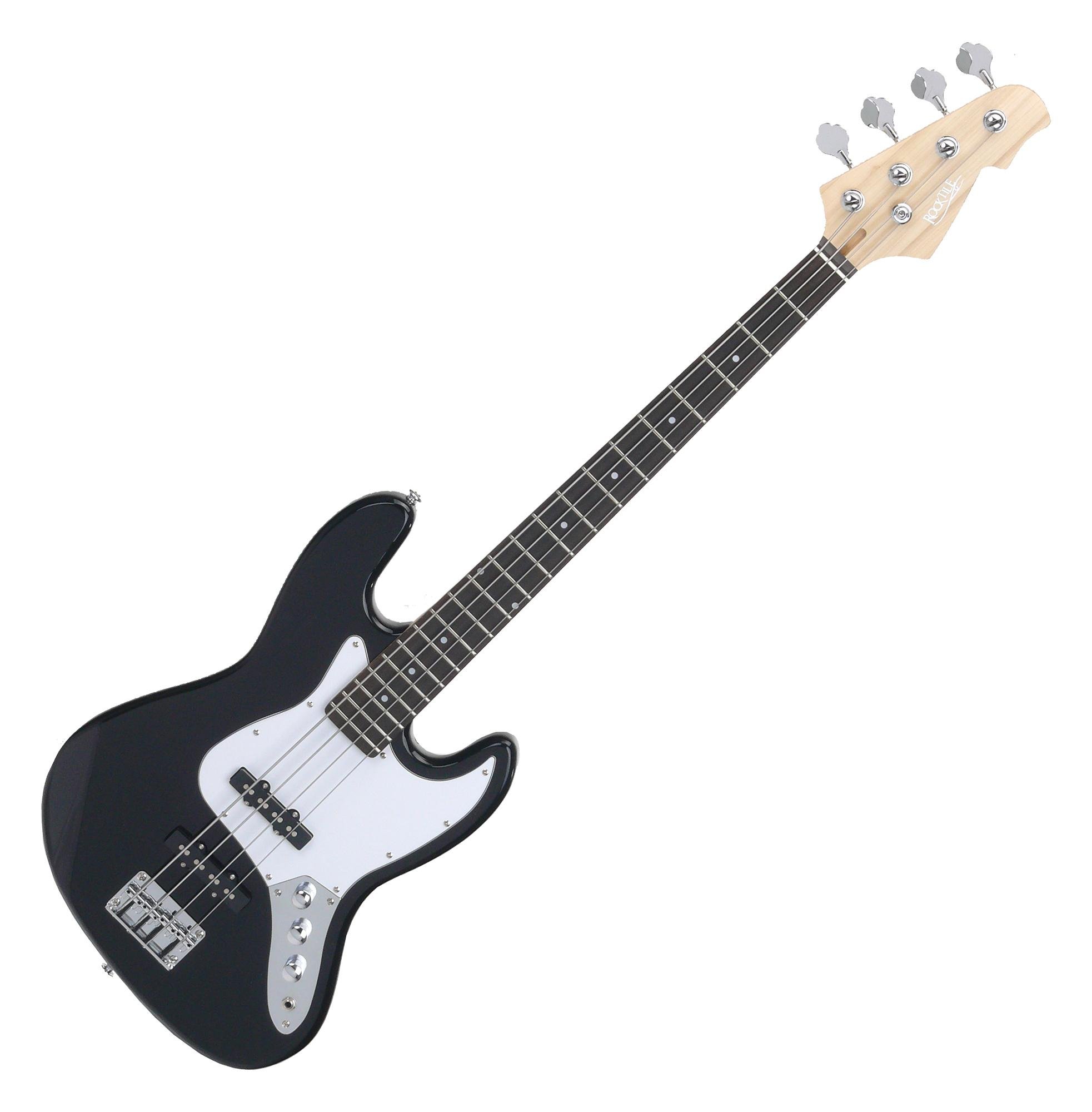 Rocktile Fatboy II E-Bass Black Set incl. Custodia Leggera, Basso | Rocktile E-Bass in stile Jazz, 2 pickup Single Coil, 2 controlli volume/1 tono, Corpo: Tiglio, Tastiera: palissandro, Peso: 4