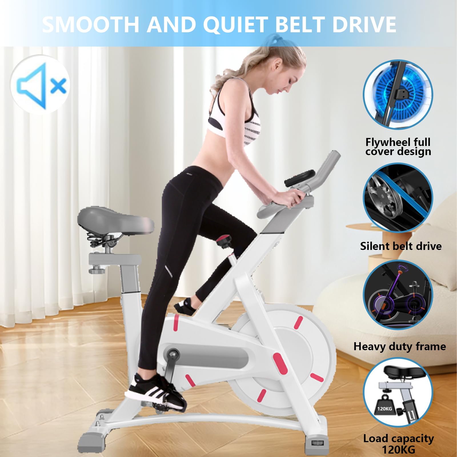 Leżący rower treningowy z łącznością Bluetooth, wiele pozycji uchwytu, wyświetlacz LCD, idealny do domowego fitnessu w pomieszczeniach