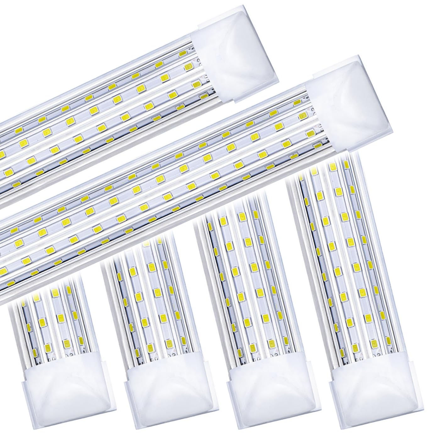 (6- Pack) 4FT LED Shop Light, 65W 5000K Daylight White 7500LM Super Bright T8 Integrated Fixture U-Shape 4 Rows Linkable Tube Lights for Garage Warehouse Workshop Basement Plug and Play