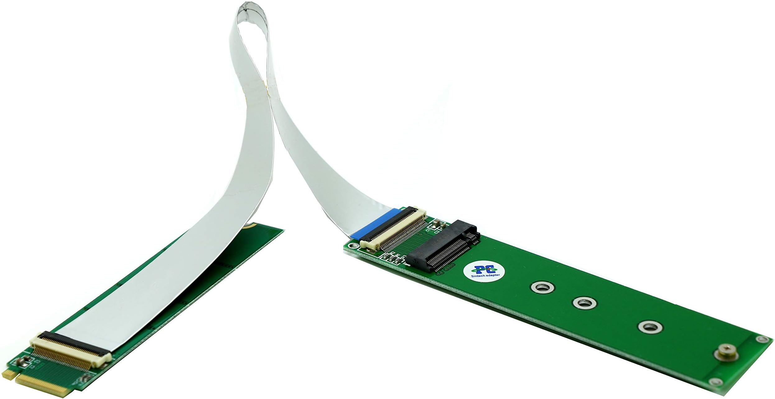 Sintech M.2 NVME Extension Cable, NGFF M-Key PCIe 3.0 SSD Extender Card with Anti-Electromagnetic Foiled 20CMS (Silver)