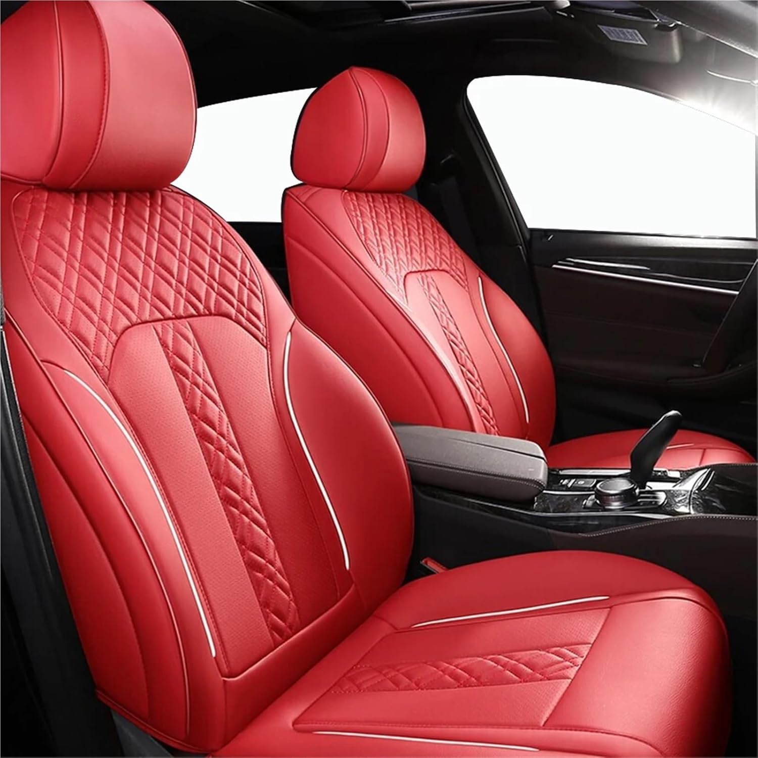 Car Seat Covers Compatible with BMW G30 2018 2019 2020 2021 Luxury Full Set Interior Parts Automotive Products Accessories(Red)