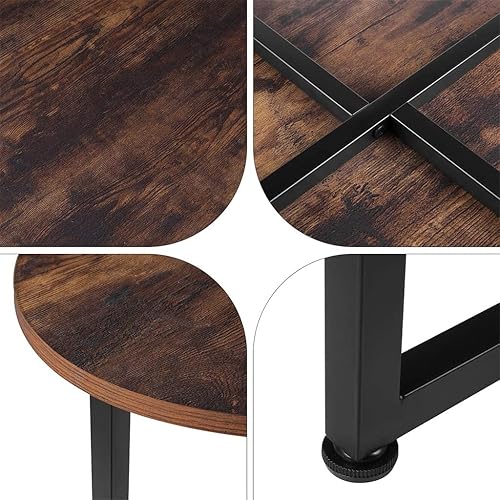 Miniatura 6 de SHUAN Juego de 2 mesas auxiliares de madera con marco de metal