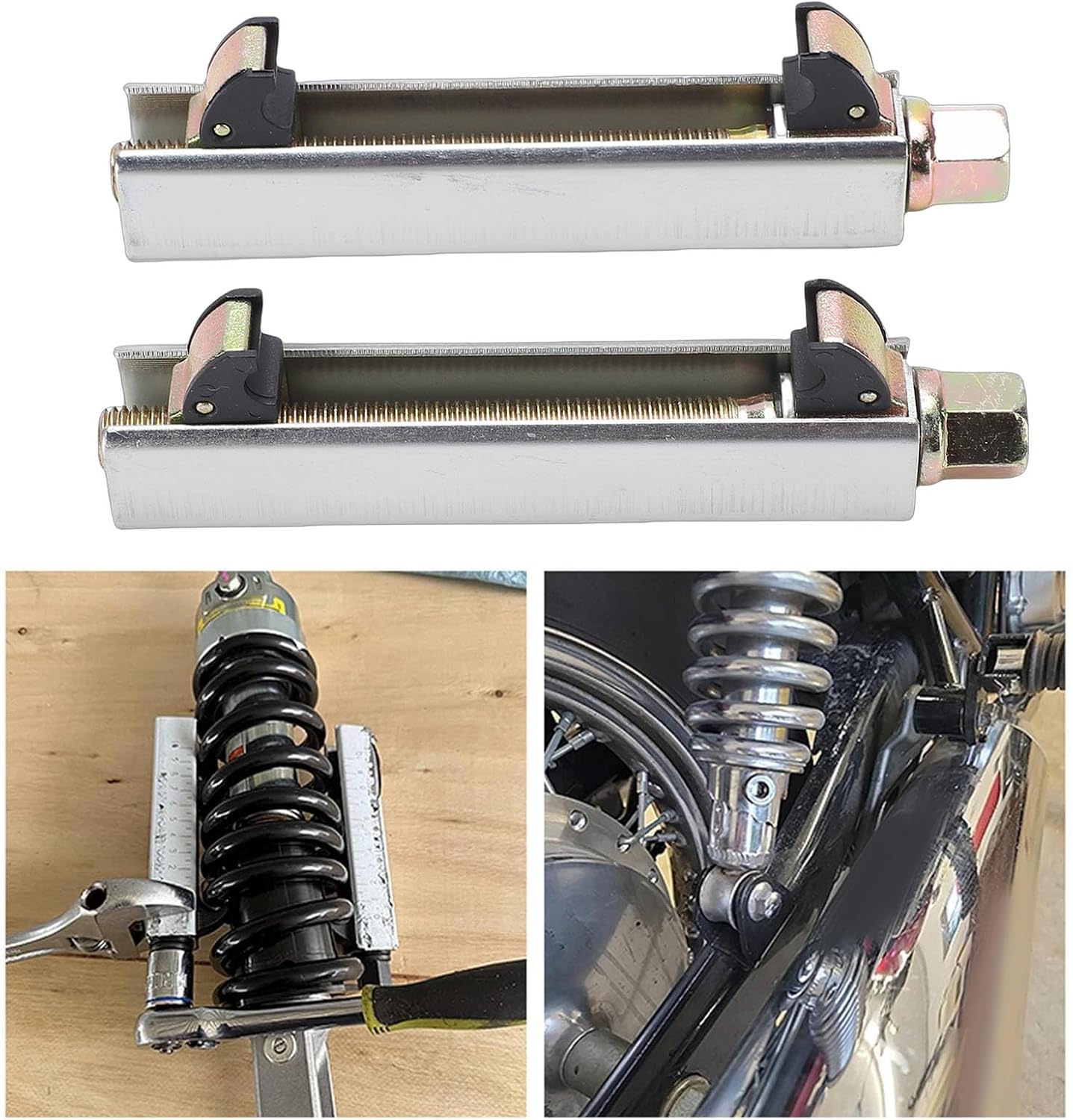 Haofy Motorcycle Coil Spring Compressor Tool 20 100mm Clamping Width for Rear Shock Absorbers Chrome Moly Steel with Protective Sleeve for Classic Modern Motorcycle Suspension Work